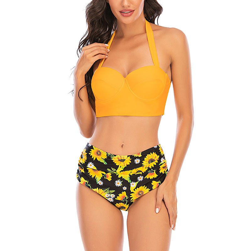 Sunflower print bikini