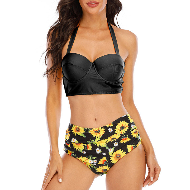 Sunflower print bikini