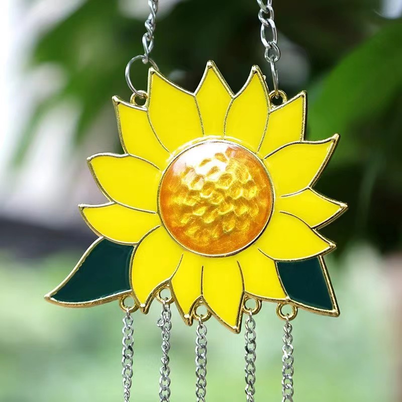 Sunflower Wind Chimes Pendant Metal Sunflower Sunflower Wall Decorations Art Pendant Indoor Wind Chimes
