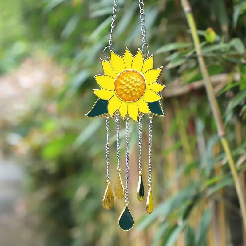 Sunflower Wind Chimes Pendant Metal Sunflower Sunflower Wall Decorations Art Pendant Indoor Wind Chimes