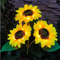 2 Pack Flashing Outdoor Solar Garden Stake Lights,Upgraded LED Solar Powered Light With 3 Heads Sunflower, Waterproof Solar Decorative Lights For Garden, Patio, Backyard