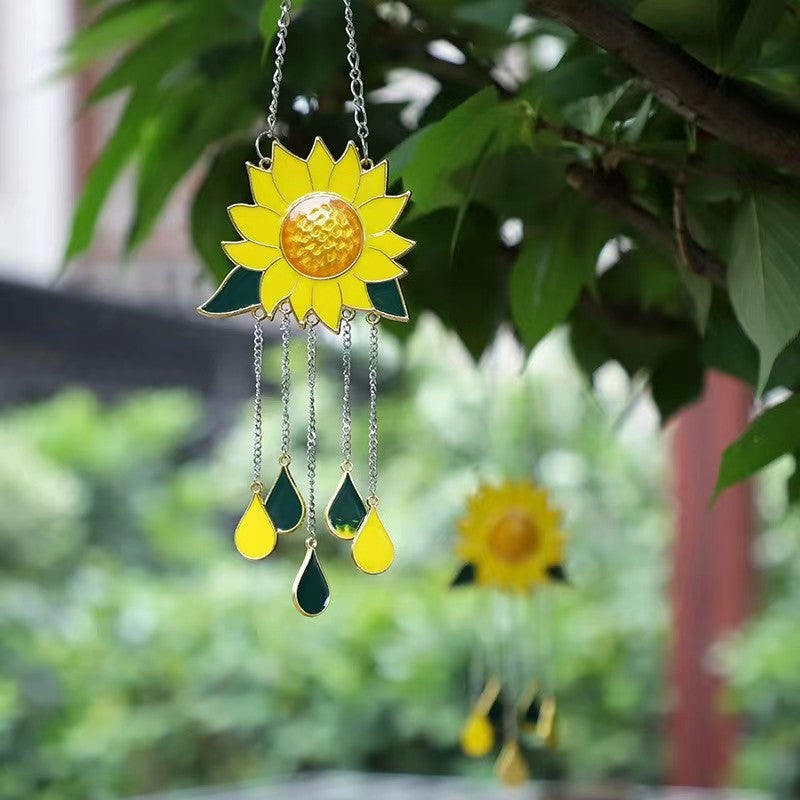 Sunflower Wind Chimes Pendant Metal Sunflower Sunflower Wall Decorations Art Pendant Indoor Wind Chimes