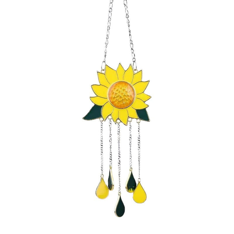 Sunflower Wind Chimes Pendant Metal Sunflower Sunflower Wall Decorations Art Pendant Indoor Wind Chimes
